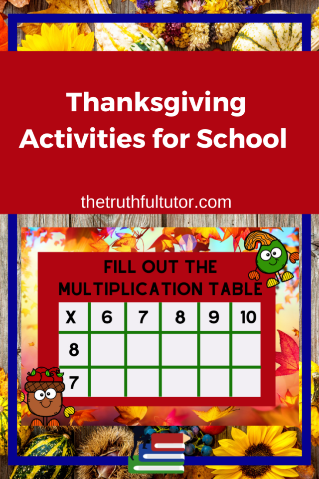 Thanksgiving Activities for School The Truthful Tutor