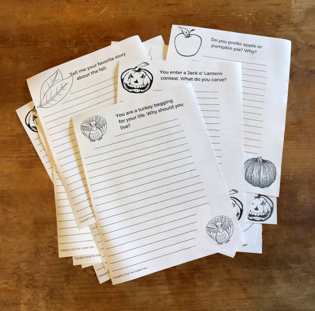 Fall activities for Elementary Students Journal Pages