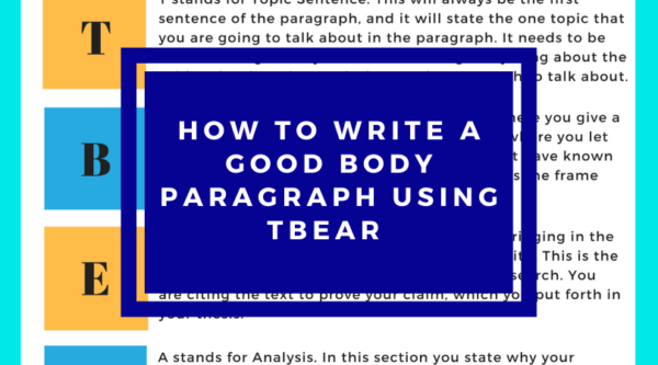 How To Write A Good Body Paragraph Using Tbear The Truthful Tutor