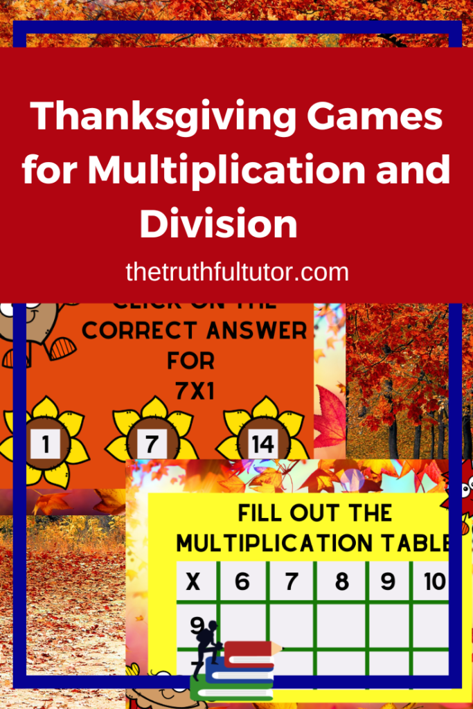 Thanksgiving games for multiplication and division