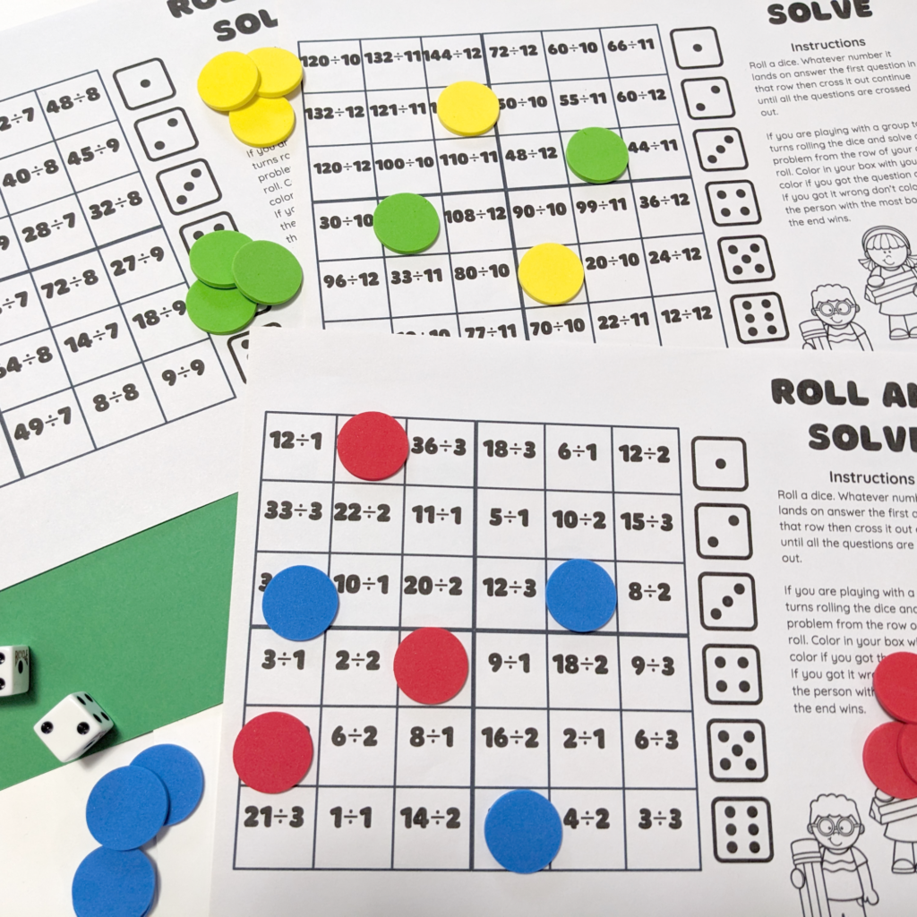 roll and solve math game play based learning