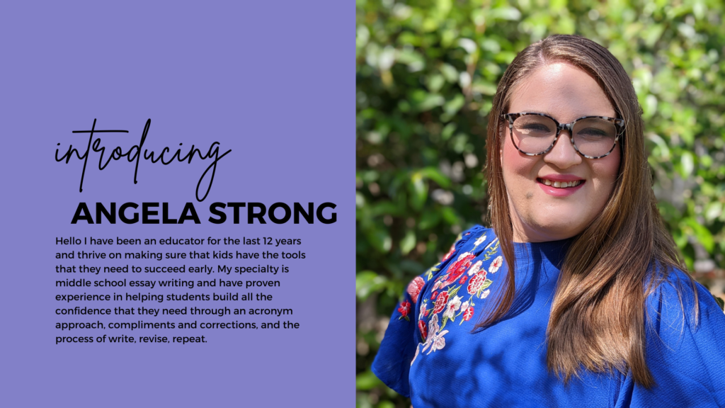 Hello I have been an educator for the last 12 years and thrive on making sure that kids have the tools that they need to succeed early. My specialty is middle school essay writing and have proven experience in helping students build all the confidence that they need through an acronym approach, compliments and corrections, and the process of write, revise, repeat.